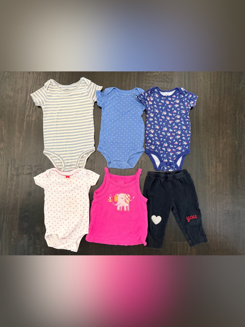 Carter’s Baby Girl Clothing Lot Bodysuits Tank Top Leggings 12M 18M 24M Bundle